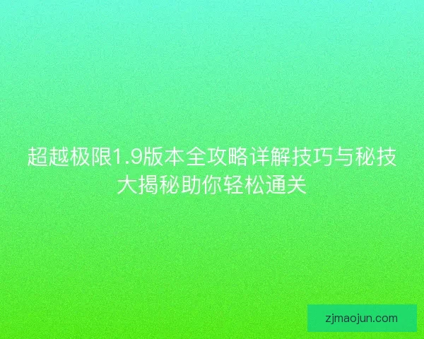 超越极限1.9版本全攻略详解技巧与秘技大揭秘助你轻松通关